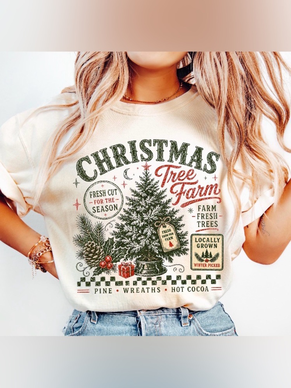 Comfort Colors Retro Christmas Tree Farm Tee, Vintage Nostalgia Christmas Tree